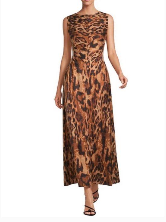 ANTONIO MELANI Dresses & Skirts - NWT Antonio Melani Kristen Leopard Print Boat Neck Sleeveless Blouson Dress